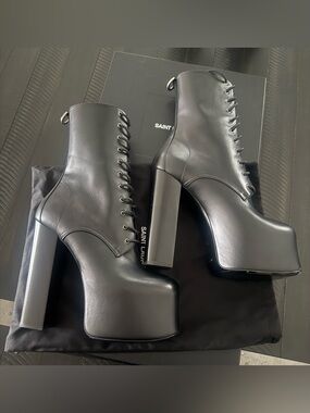 Yves Saint Laurent Mina Lace-Up Platform Boots 39.5 (9.5)
